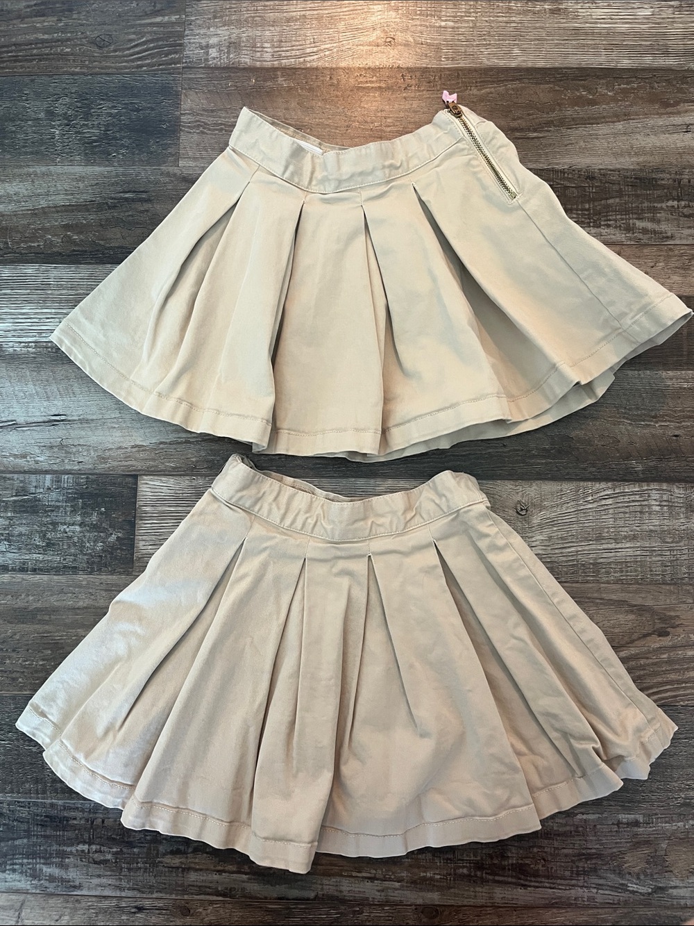 (2)JCrew Crewcuts Pleated Chino Skirt Uniform Khaki Twill